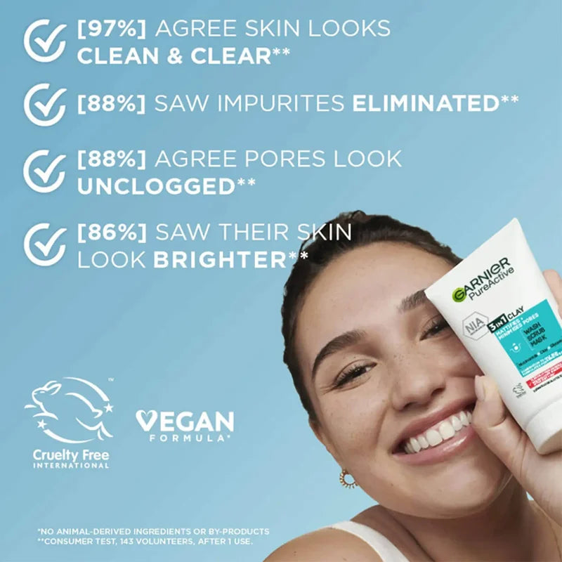 Pure Active 3In1 Clay Mask Scrub Wash Oily Skin