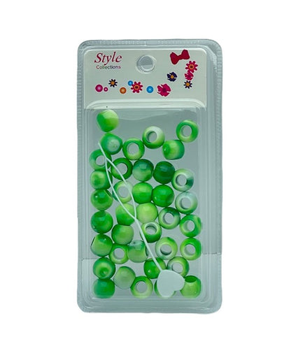 Style Collection Hair Beads White And Green BD009D